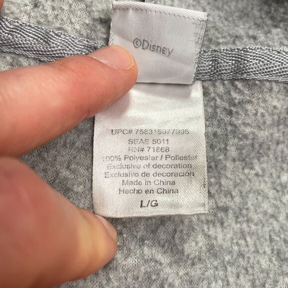 Disney Vintage Embroidered Grumpy Dwarf Sweatshirt Womens Large Gray Hoodie Zip - Picture 9 of 14